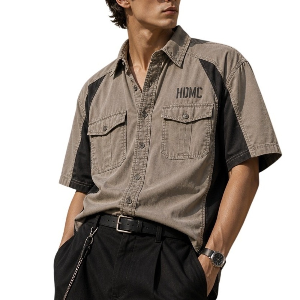 Harley-Davidson Mens Performance Button Down Shirt Gray Black Willie G Skull L